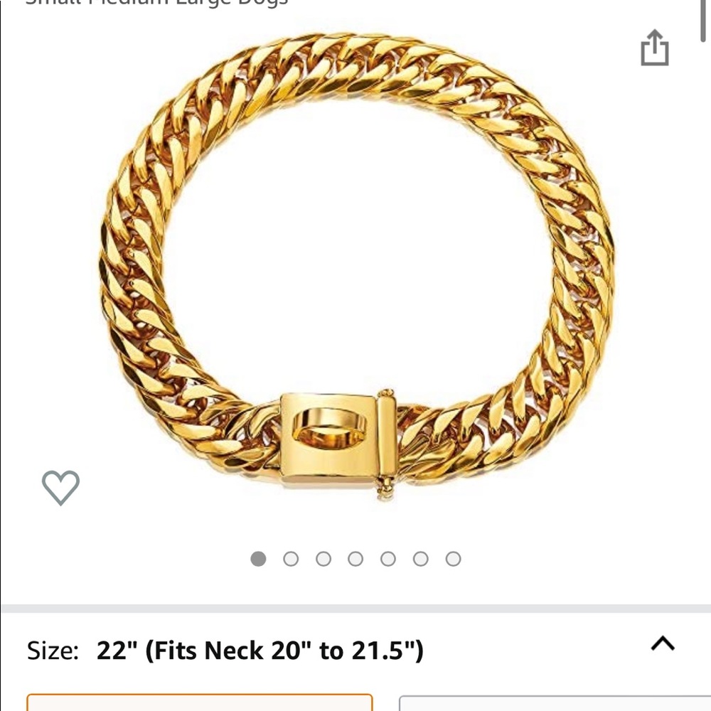 Gold chunk dog collar